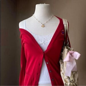 vintage y2k red button up sweater top